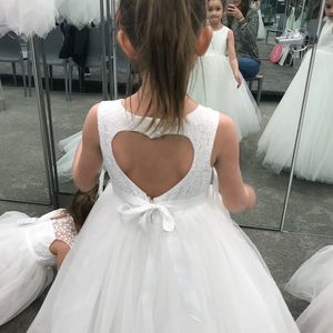 flower girl dress with heart shaped back